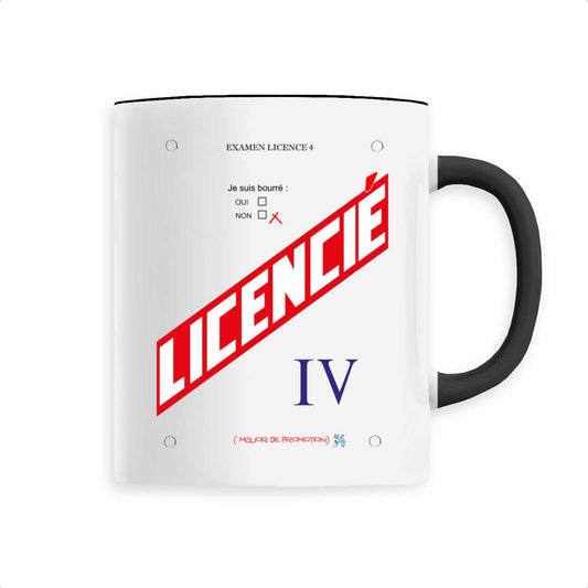 Mug céramique mon diplome licence 4 option apéro